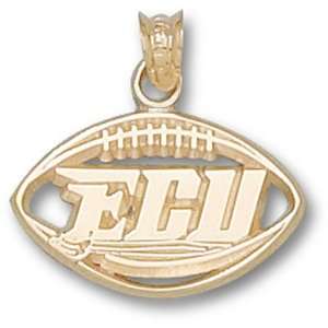 East Carolina University ECU Pierced Football Pendant (Gold Plated 
