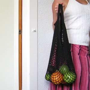  Organic Cotton String Bags, Black