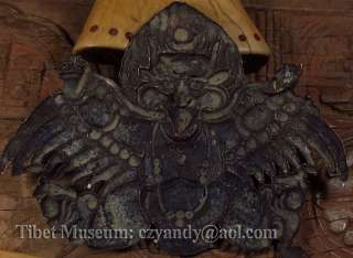 Amazing Antique Tibetan Gilded Red Copper Buddha Statue Garuda 