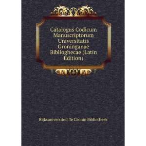   (Latin Edition) Rijksuniversiteit Te Gronin Bibliotheek Books