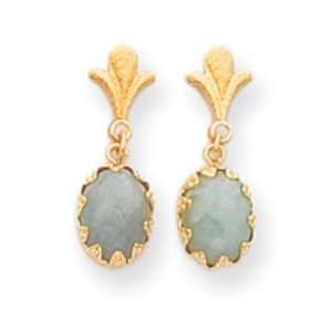  14k Gold Jadeite Drop Earrings Jewelry