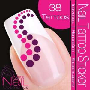  Nail Art Tattoo Sticker Circle / Dots   pink / purple 