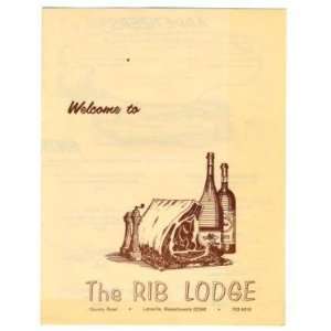   The Rib Lodge Souvenir Menu Lakeville Massachusetts 