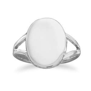  Oval Engravable Ring Size 5 with V Band Jewelry