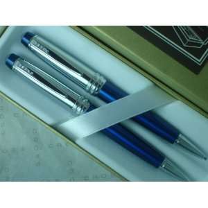  2010 Bailey Chrome and Blue Color Ball Point Pen and 0.7mm Pencil 