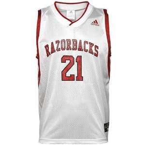  NCAA adidas Arkansas Razorbacks #21 White Replica Basketball 