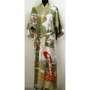  Shanghai Tone® Geisha Kimono Robe Sleepwear Yukata Green 