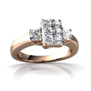  14k Rose Gold White Diamond Trellis Ring Size 8 Jewelry