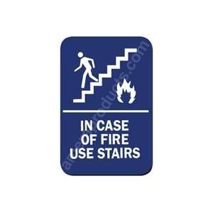  In Case of Fire Use Stairs Sign Blue 1541