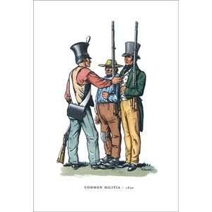  Common Militia, 1830   12x18 Framed Print in Black Frame 