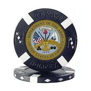  U.S. Army Seal On Black Big Slick Texas HoldEm Poker Chip 