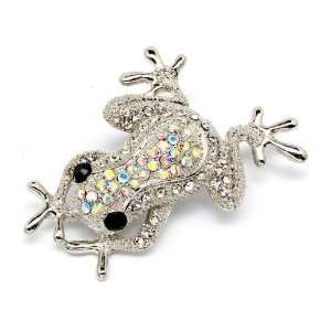  Gorgeous Arora Clear Crystal Frog Lovers Brooch Pin 