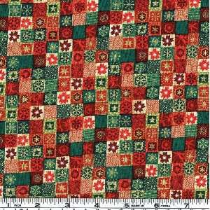  45 Wide Festive Fizz Checkerboard Red Fabric By The Yard 