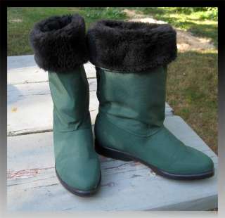 Vtg 80s Lined green Cuff WATERPROOF pile lined COUGAR snow & RAIN 