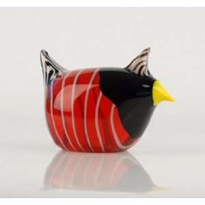  Cute Red Bird Handblown Glass Art Sculpture X743