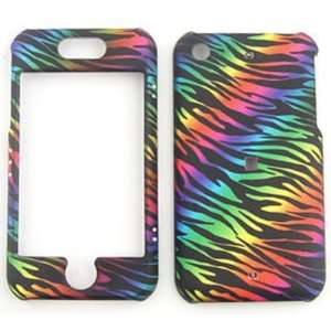  Apple iPhone 1G / 2G Rainbow Zebra Print on Black Hard 