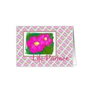  Life Partner Pink Painted Flowers Art Card Health 