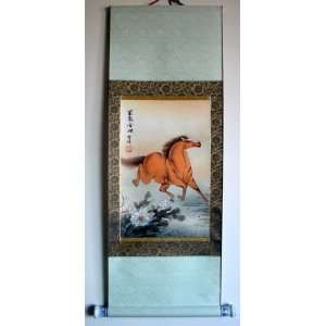  Big Chinese Art Watercolor Painting Scroll Horse 