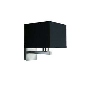     One Light Wall Lamp, Brushed Nickel Finish with Black Fabric Shade