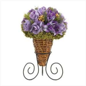 Lavender Roses In Rattan Cone