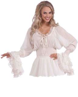  medieval renaissance ivory blouse shirt poet lace romantic costume top