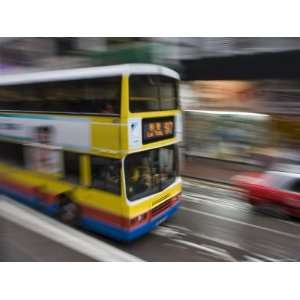 Bus Speeding Along Hennessey Road, Wan Chai, Hong Kong, China Places 