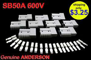 10 GENUINE ANDERSON CONNECTORS W/6AWG, 50AMP,36V, GRAY  