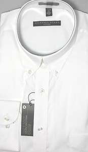 Geoffrey Beene White Button Down Collar Fitted Shirt  