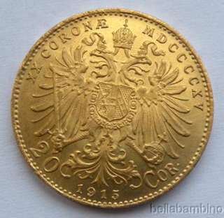 1915 AUSTRIA 20 CORONA GOLD COIN  