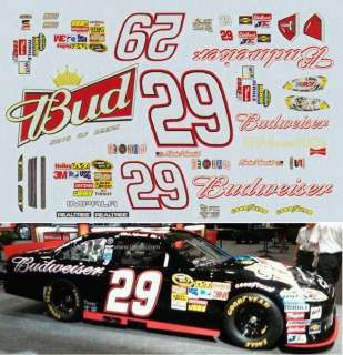 29 Kevin Harvick 2011 Black Bud Chevy Nascar Decals  