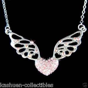 Swarovski Crystal ~Pink Fairy Angel Wings Heart~ Love Valentine 