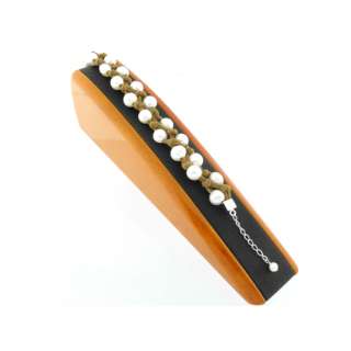 LB 23FWBE Leather Bracelet with Freshwater Pearls  