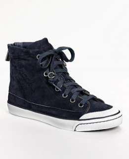    Coach Womens Fatima Kid Suede High Top Sneakers (Navy) Shoes