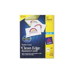  Clean Edge Business Cards, Inkjet, Coated, 2x3 1/2, Gray 