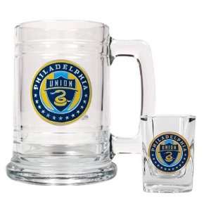  Philadelphia Unions Glass Tankard and Square Shot Glass 