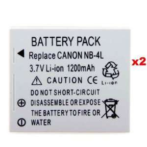  TWO Canon NB 4L 1200 mAh EQUIVALENT BATTERY for Ixus 30 