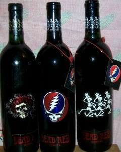 FIRST EDITION GRATEFULL DEAD RED UN WINE COLLECTABLE BOTTLES  