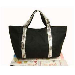   Black with Bling Bling Stripes Style Tote Lunch Bag
