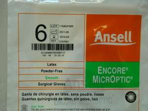 Ansell Encore MicrOptic Latex Powder Free Smooth Surgical Gloves size 