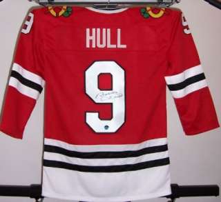 BOBBY HULL SIGNED CHICAGO BLACKHAWKS RED JERSEY SPORTS INTEGRITY 