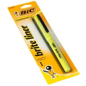  BIC Brite Liner Highlighter, Chisel Tip, Yellow, 12 
