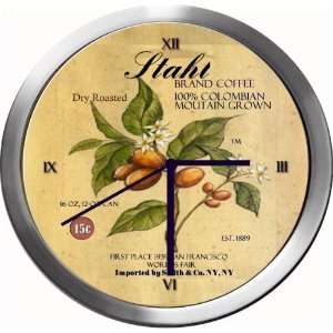  STAHL 14 Inch Coffee Metal Clock Quartz Movement Kitchen 