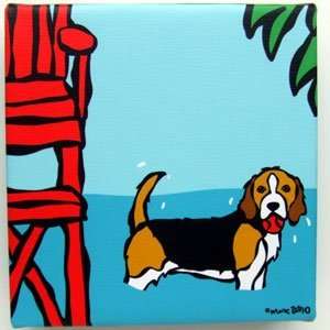  Beach Beagle by Marc Tetro. Giclee on Fine Art Canvas 