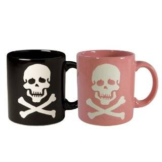 Waechtersbach His and Her Skull Mugs, Black/Pink, Set of 2