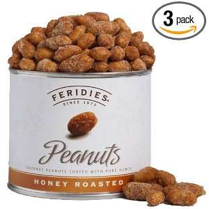 FERIDIES Honey Roasted Peanuts, 9 Ounce Cans (Pack of 3)  