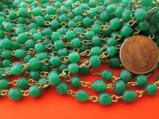 Vintage Jade Green Glass Bead Rosary Chain 3 Feet Japan  