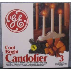 GE Cool Bright 3 Light Candolier   Ivory with Amber Bulbs and 6 Foot 