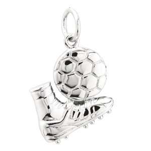  Sterling Silver Soccer Ball & Shoe Charm Arts, Crafts 