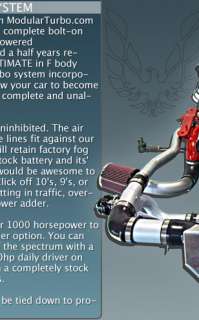 Our Twin Turbo System consists of the following components and 