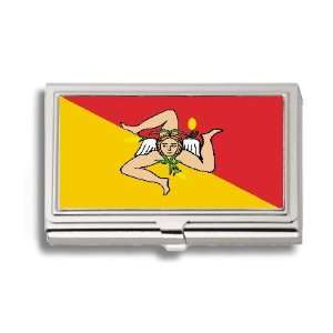  Sicily Sicilian Sicilia Flag Business Card Holder Metal 